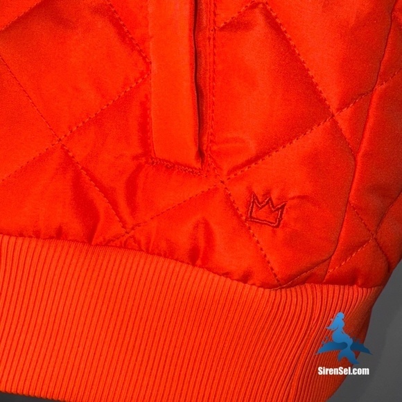 1063 NWT Crown & Ivy Puffer Vest - Plus Size 1X - Orange Vue/Blue Gingham - Picture 6 of 15